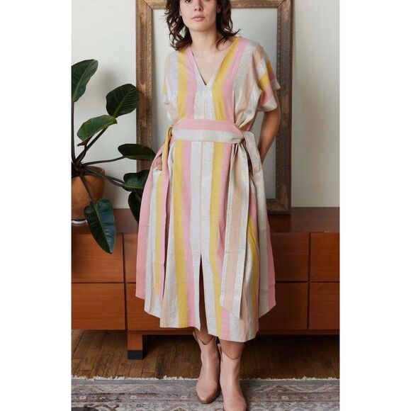 Rujuta Sheth Dresses & Skirts - Rujuta Sheth Ruby Kaftan Dress - Candy Stripe boho lagenlook sz M/L